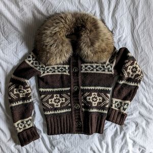 Vince cashmere cardigan fur collar, S